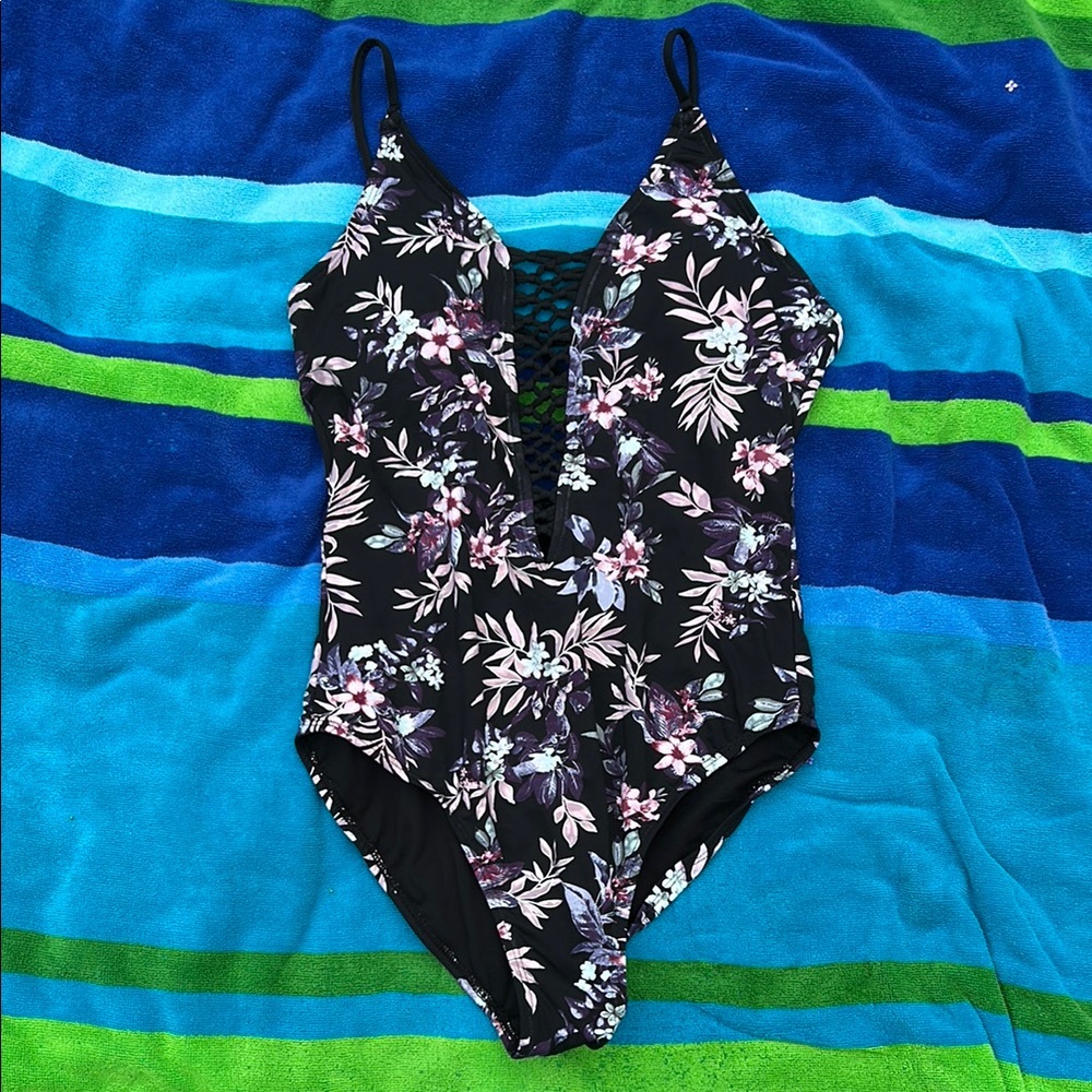 Floral Black Swimwear